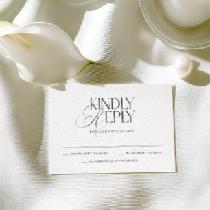 Tarjeta de RSVP de boda negra y blanca elegante mo