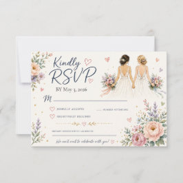 Tarjeta de RSVP de boda para dos novias