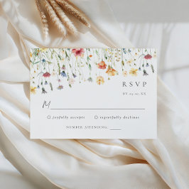 Tarjeta de RSVP de Boda Pastel Wildflower