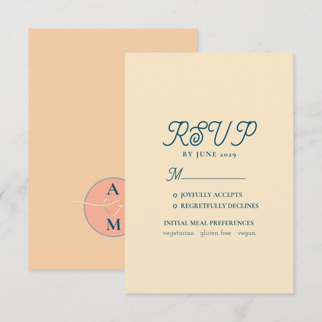 Tarjeta de RSVP de boda Peach Fuzz (Anverso / Reverso)