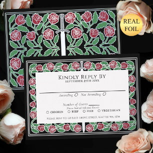 Tarjeta de RSVP de Boda Real con Espada Floral de