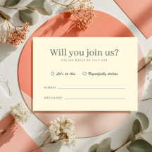 Tarjeta de RSVP de Boda Retro Moderna en Marfil Pa