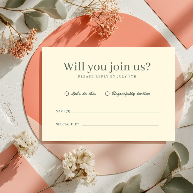 Tarjeta de RSVP de Boda Retro Moderna en Marfil Pa (Subido por el creador)
