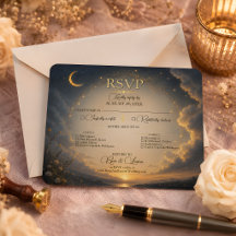 Tarjeta de RSVP de Boda Romance Celestial