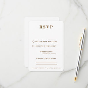 Tarjeta de RSVP de Boda Romántica Negra y Dorada