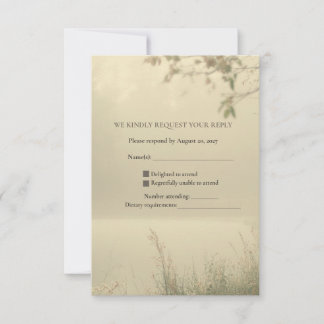 Tarjeta de RSVP de Boda Romántica y Antigüa junto