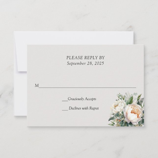 Tarjeta de RSVP de Boda Rosa Romántica (Anverso)