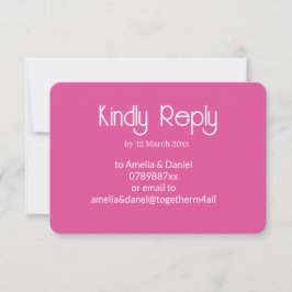 Tarjeta de RSVP de boda rosa y blanco frambuesa