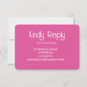 Tarjeta de RSVP de boda rosa y blanco frambuesa