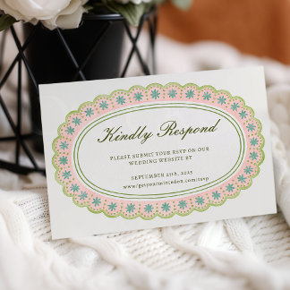 Tarjeta de RSVP de boda rosa y verde salvia modern