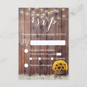 Tarjeta de RSVP de Boda Rústica con Barril de Vino