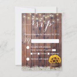 Tarjeta de RSVP de Boda Rústica con Barril de Vino