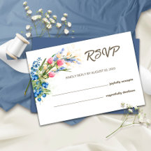 Tarjeta de RSVP de Boda Rústica de Flores Silvestr