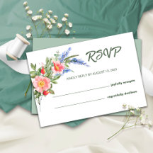 Tarjeta de RSVP de Boda Rústica de Lavanda y Flore