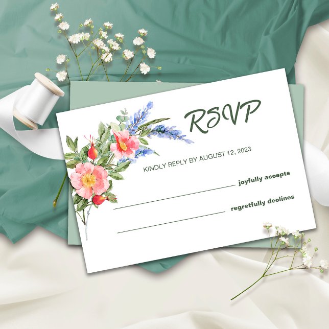 Tarjeta de RSVP de Boda Rústica de Lavanda y Flore (Subido por el creador)
