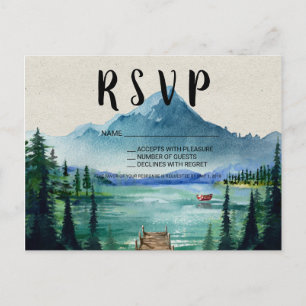 Tarjeta de RSVP de boda rústica junto al lago