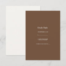 Tarjeta de RSVP de boda rústica marrón mocha minim