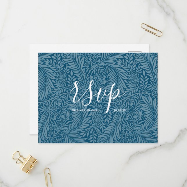 Tarjeta de RSVP de boda | Sea Vibes Script (Anverso/Reverso In Situ)