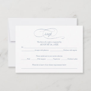 Tarjeta de RSVP de boda simple elegante azul polvo