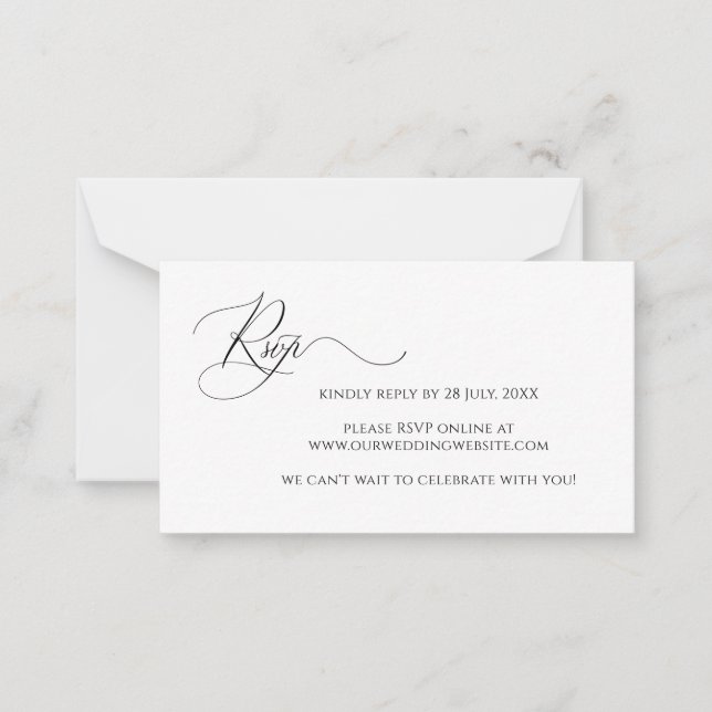 Tarjeta de RSVP de Boda Simple y Elegante (Anverso)