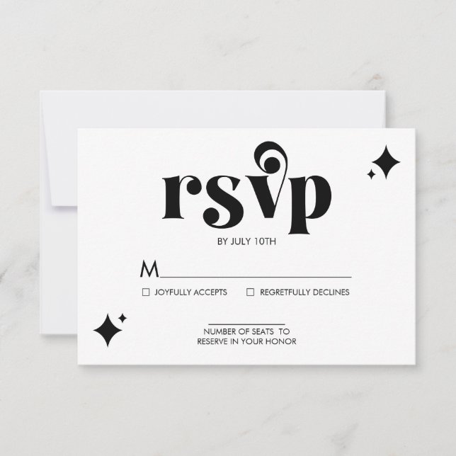 Tarjeta de RSVP de Boda Simple y Moderna Retro (Anverso)
