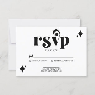 Tarjeta de RSVP de Boda Simple y Moderna Retro