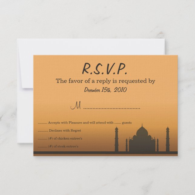 Tarjeta de RSVP de Boda Soñada India (Anverso)