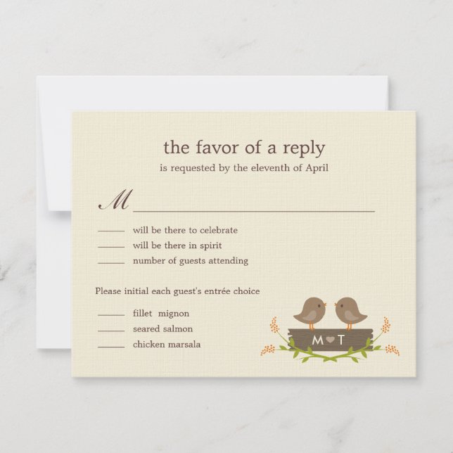 Tarjeta de RSVP de Boda Sweet Love (Anverso)