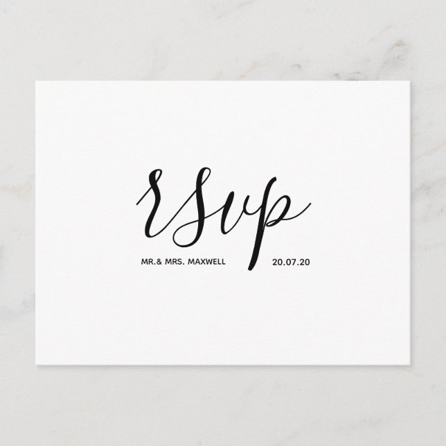 Tarjeta de RSVP de boda | Tarjeta postal de guión  (Anverso)