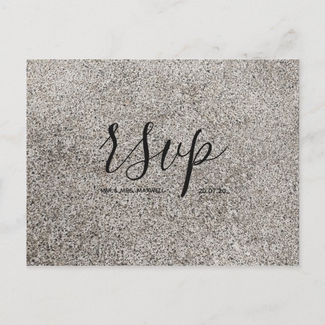 Tarjeta de RSVP de boda | Textura Concreta Script (Anverso)