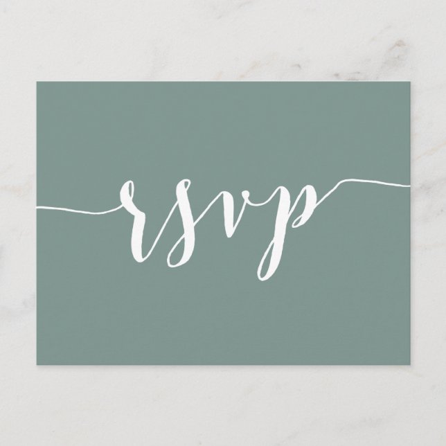 Tarjeta de RSVP de boda verde salvia moderna (Anverso)