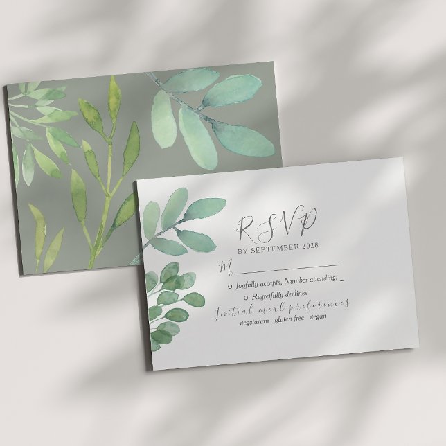 Tarjeta de RSVP de boda verde salvia rústica (Subido por el creador)