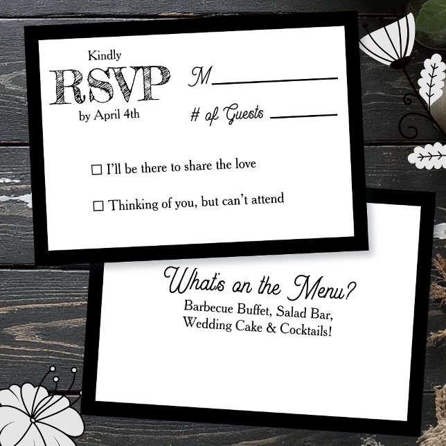 Tarjeta de RSVP de boda y menú de cena de recepció (Subido por el creador)