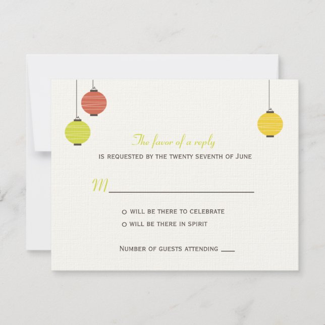 Tarjeta de RSVP de Bodas de Linternas Colgantes (Anverso)