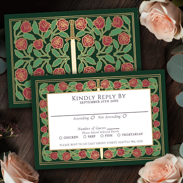 Tarjeta de RSVP de Bodas Reales con Espada Floral  (Subido por el creador)