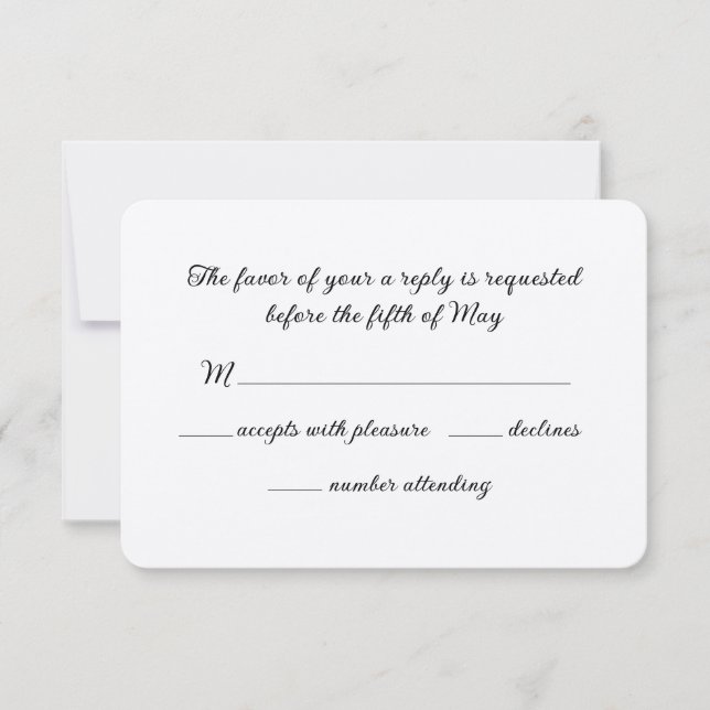 Tarjeta de RSVP de Caligrafía Elegante (Anverso)