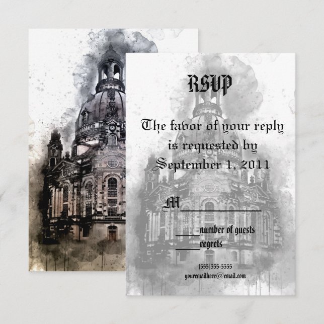 Tarjeta de RSVP de Catedral de Acuarela (Anverso / Reverso)