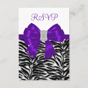 Tarjeta de RSVP de Cebra Morada