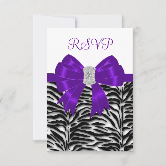 Tarjeta de RSVP de Cebra Morada (Anverso)