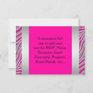 Tarjeta de RSVP de cebra rosa caliente