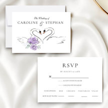 Tarjeta de RSVP de Cisne Minimalista Moderna con O