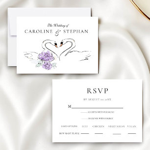 Tarjeta de RSVP de Cisne Minimalista Moderna con O