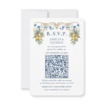 Tarjeta de RSVP de código QR de boda botánica de c