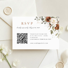 Tarjeta de RSVP de código QR de boda con verde de 