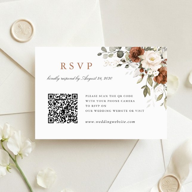 Tarjeta de RSVP de código QR de boda con verde de  (Subido por el creador)