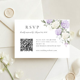 Tarjeta de RSVP de código QR de boda de Hortensia 