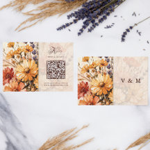 Tarjeta de RSVP de código QR de boda de jardín de