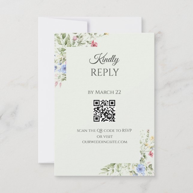 Tarjeta de RSVP de código QR de jardín inglés suav (Anverso)