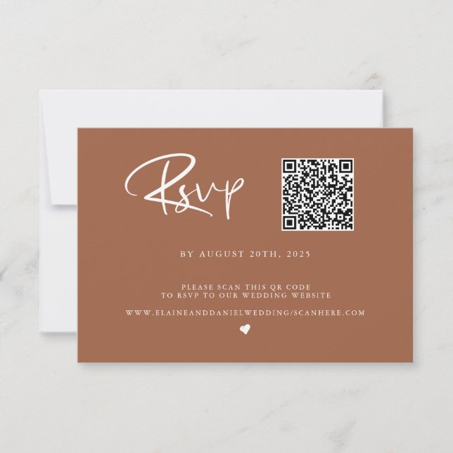 Tarjeta de RSVP de código QR de terracota (Anverso)