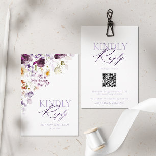 Tarjeta de RSVP de Código QR Moderna con Floral